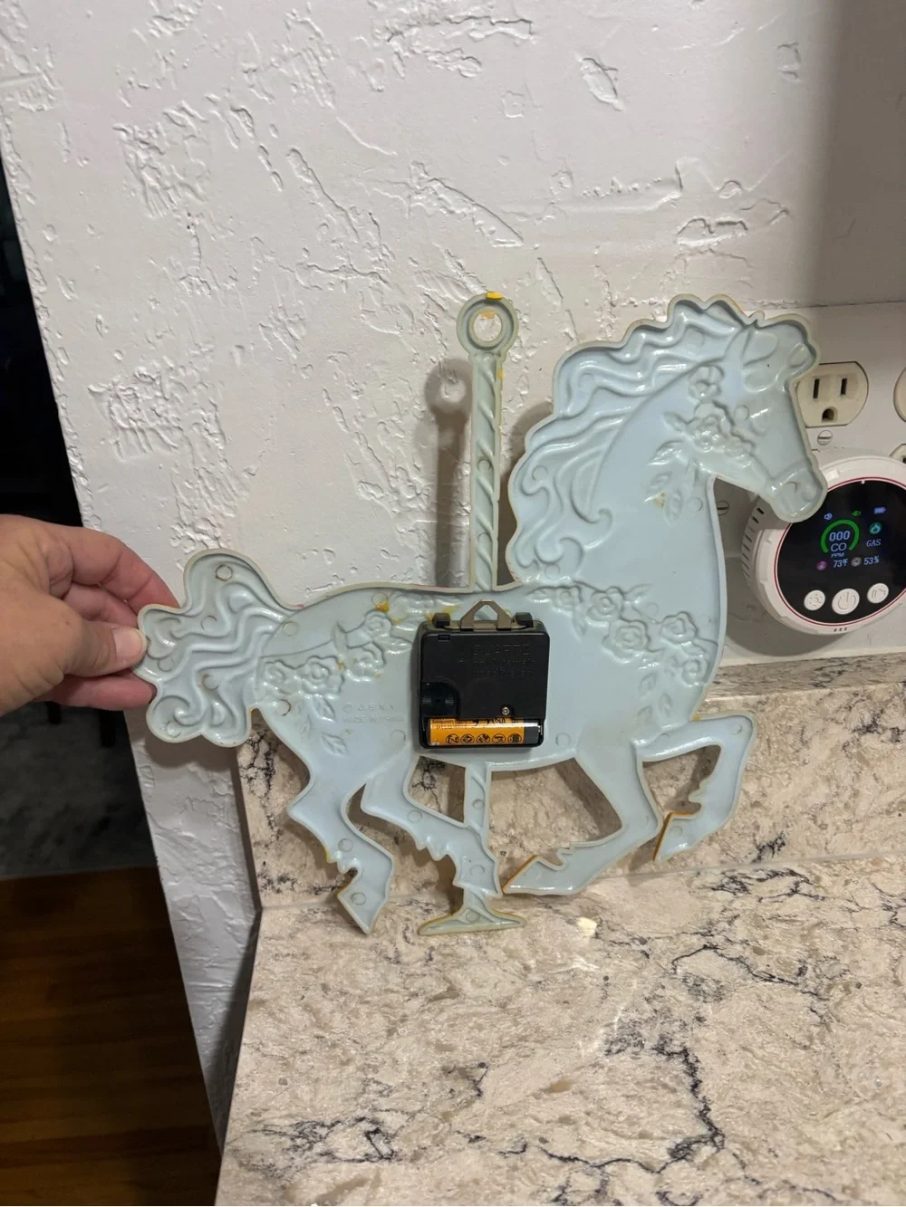 Vintage J.S.N.Y. Plastic Carousel Horse Wall Clock Retro Nursery Decor